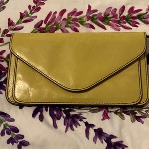 Vintage Hobo Green Leather Envelope Clutch - Women's Bag